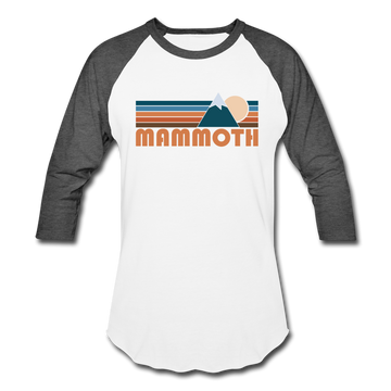 Mammoth, California Baseball T-Shirt - Retro Mountain Unisex Mammoth Raglan T Shirt - white/charcoal