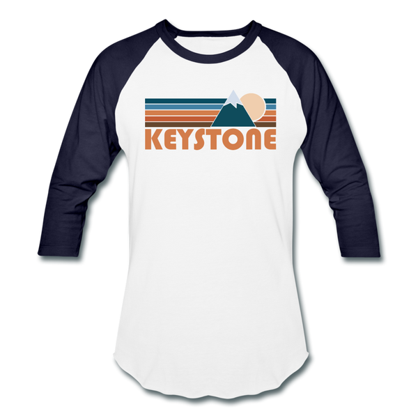 Keystone, Colorado Baseball T-Shirt - Retro Mountain Unisex Keystone Raglan T Shirt - white/navy