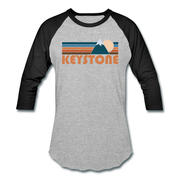 Keystone, Colorado Baseball T-Shirt - Retro Mountain Unisex Keystone Raglan T Shirt - heather gray/black