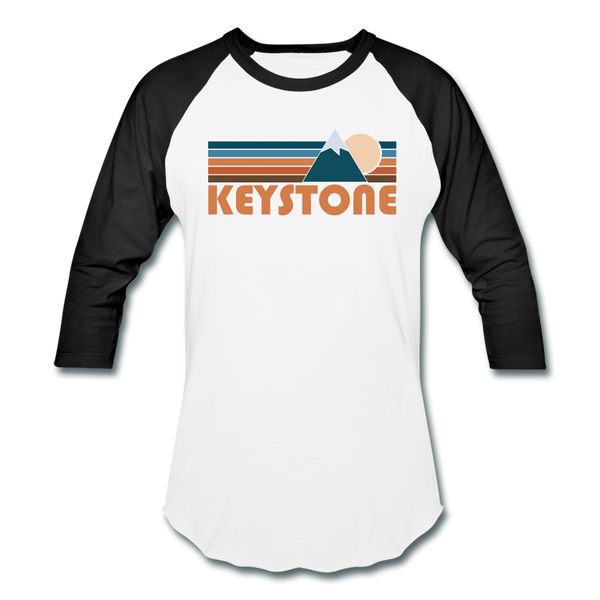 Keystone, Colorado Baseball T-Shirt - Retro Mountain Unisex Keystone Raglan T Shirt - white/black