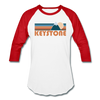 Keystone, Colorado Baseball T-Shirt - Retro Mountain Unisex Keystone Raglan T Shirt - white/red