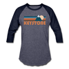 Keystone, Colorado Baseball T-Shirt - Retro Mountain Unisex Keystone Raglan T Shirt - heather blue/navy