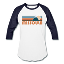 Missoula, Montana Baseball T-Shirt - Retro Mountain Unisex Missoula Raglan T Shirt - white/navy