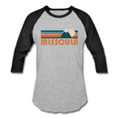 Missoula, Montana Baseball T-Shirt - Retro Mountain Unisex Missoula Raglan T Shirt - heather gray/black