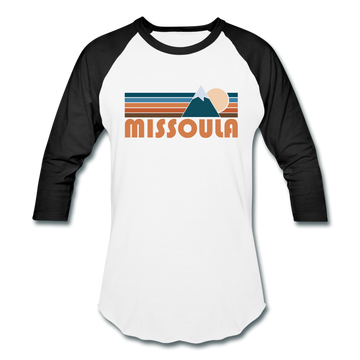Missoula, Montana Baseball T-Shirt - Retro Mountain Unisex Missoula Raglan T Shirt - white/black