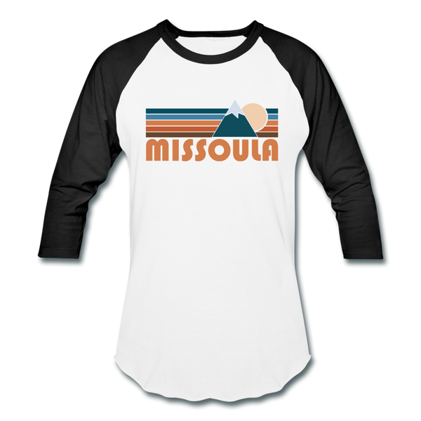 Missoula, Montana Baseball T-Shirt - Retro Mountain Unisex Missoula Raglan T Shirt - white/black