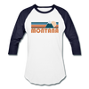 Montana Baseball T-Shirt - Retro Mountain Unisex Montana Raglan T Shirt - white/navy