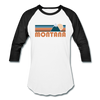 Montana Baseball T-Shirt - Retro Mountain Unisex Montana Raglan T Shirt - white/black