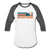 Montana Baseball T-Shirt - Retro Mountain Unisex Montana Raglan T Shirt - white/charcoal