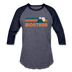 Montana Baseball T-Shirt - Retro Mountain Unisex Montana Raglan T Shirt - heather blue/navy
