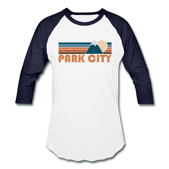 Park City, Utah Baseball T-Shirt - Retro Mountain Unisex Park City Raglan T Shirt - white/navy
