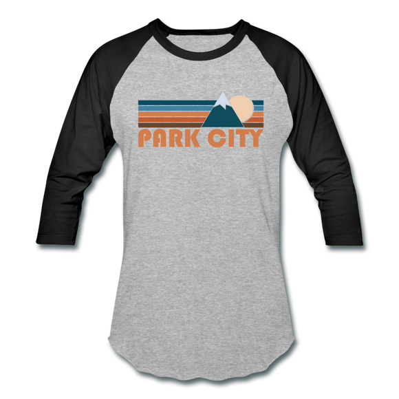 Park City, Utah Baseball T-Shirt - Retro Mountain Unisex Park City Raglan T Shirt - heather gray/black