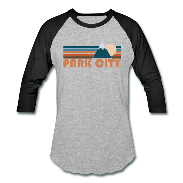 Park City, Utah Baseball T-Shirt - Retro Mountain Unisex Park City Raglan T Shirt - heather gray/black
