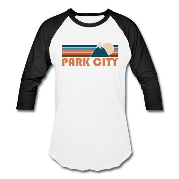 Park City, Utah Baseball T-Shirt - Retro Mountain Unisex Park City Raglan T Shirt - white/black
