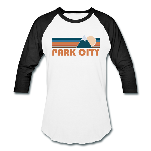 Park City, Utah Baseball T-Shirt - Retro Mountain Unisex Park City Raglan T Shirt - white/black