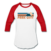 Park City, Utah Baseball T-Shirt - Retro Mountain Unisex Park City Raglan T Shirt - white/red