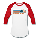 Park City, Utah Baseball T-Shirt - Retro Mountain Unisex Park City Raglan T Shirt - white/red