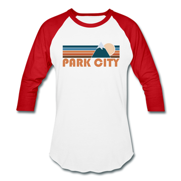 Park City, Utah Baseball T-Shirt - Retro Mountain Unisex Park City Raglan T Shirt - white/red