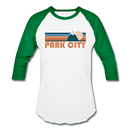 Park City, Utah Baseball T-Shirt - Retro Mountain Unisex Park City Raglan T Shirt - white/kelly green