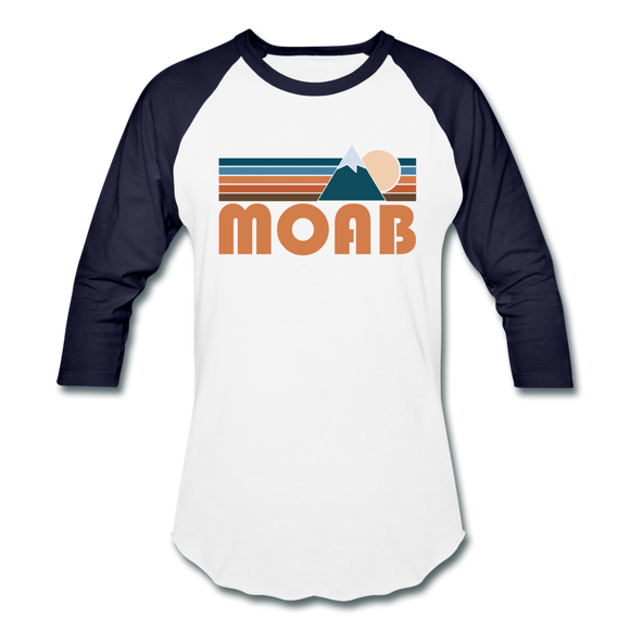 Moab, Utah Baseball T-Shirt - Retro Mountain Unisex Moab Raglan T Shirt - white/navy