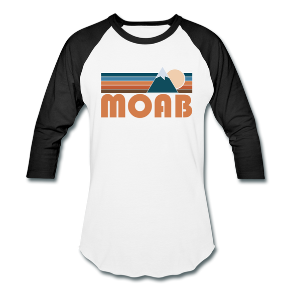 Moab, Utah Baseball T-Shirt - Retro Mountain Unisex Moab Raglan T Shirt - white/black