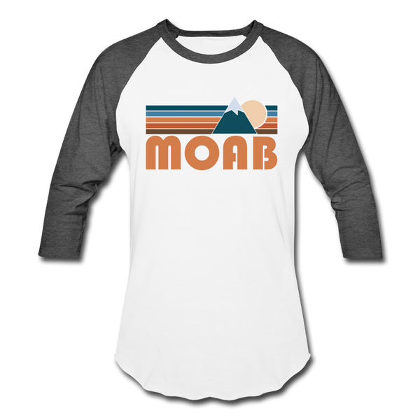 Moab, Utah Baseball T-Shirt - Retro Mountain Unisex Moab Raglan T Shirt - white/charcoal