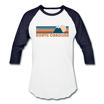 North Carolina Baseball T-Shirt - Retro Mountain Unisex North Carolina Raglan T Shirt - white/navy