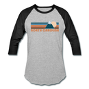 North Carolina Baseball T-Shirt - Retro Mountain Unisex North Carolina Raglan T Shirt - heather gray/black