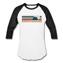North Carolina Baseball T-Shirt - Retro Mountain Unisex North Carolina Raglan T Shirt - white/black