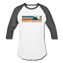 North Carolina Baseball T-Shirt - Retro Mountain Unisex North Carolina Raglan T Shirt - white/charcoal
