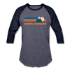North Carolina Baseball T-Shirt - Retro Mountain Unisex North Carolina Raglan T Shirt - heather blue/navy