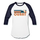 Ouray, Colorado Baseball T-Shirt - Retro Mountain Unisex Ouray Raglan T Shirt - white/navy