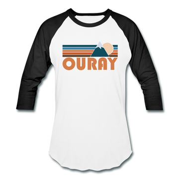 Ouray, Colorado Baseball T-Shirt - Retro Mountain Unisex Ouray Raglan T Shirt - white/black