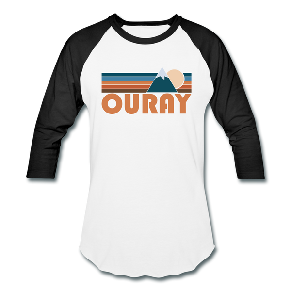 Ouray, Colorado Baseball T-Shirt - Retro Mountain Unisex Ouray Raglan T Shirt - white/black