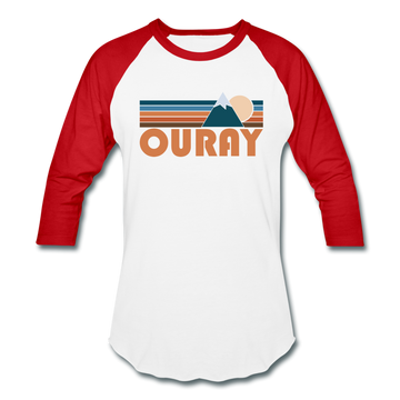 Ouray, Colorado Baseball T-Shirt - Retro Mountain Unisex Ouray Raglan T Shirt - white/red