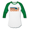 Ouray, Colorado Baseball T-Shirt - Retro Mountain Unisex Ouray Raglan T Shirt - white/kelly green