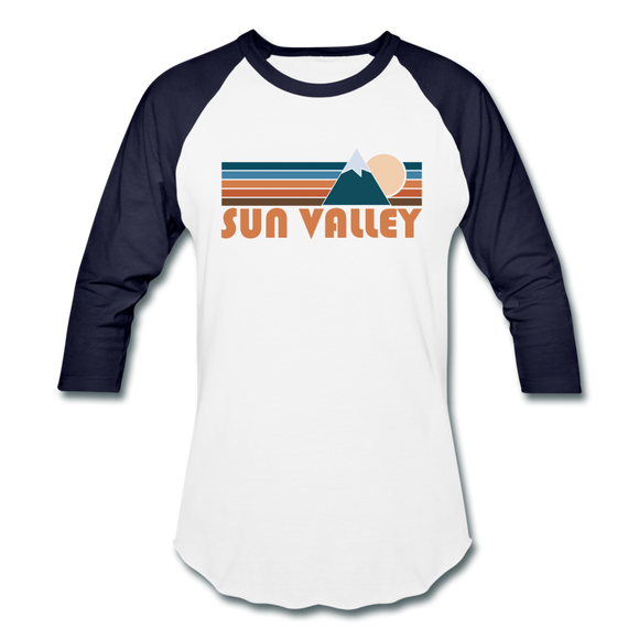 Sun Valley, Idaho Baseball T-Shirt - Retro Mountain Unisex Sun Valley Raglan T Shirt - white/navy
