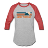Sun Valley, Idaho Baseball T-Shirt - Retro Mountain Unisex Sun Valley Raglan T Shirt - heather gray/red