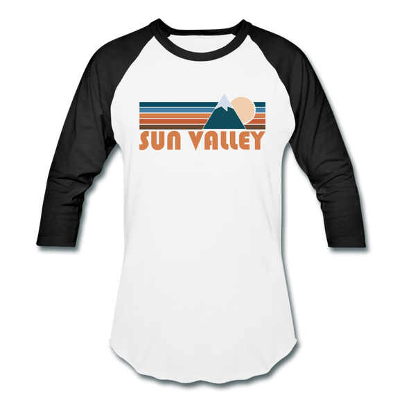 Sun Valley, Idaho Baseball T-Shirt - Retro Mountain Unisex Sun Valley Raglan T Shirt - white/black