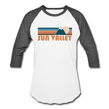 Sun Valley, Idaho Baseball T-Shirt - Retro Mountain Unisex Sun Valley Raglan T Shirt - white/charcoal
