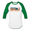 Sun Valley, Idaho Baseball T-Shirt - Retro Mountain Unisex Sun Valley Raglan T Shirt - white/kelly green