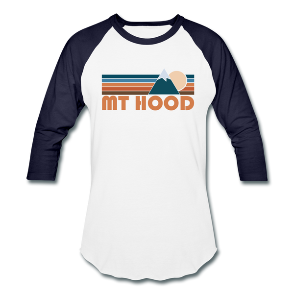 Mount Hood, Oregon Baseball T-Shirt - Retro Mountain Unisex Mount Hood Raglan T Shirt - white/navy