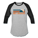 Mount Hood, Oregon Baseball T-Shirt - Retro Mountain Unisex Mount Hood Raglan T Shirt - heather gray/black