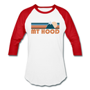 Mount Hood, Oregon Baseball T-Shirt - Retro Mountain Unisex Mount Hood Raglan T Shirt - white/red