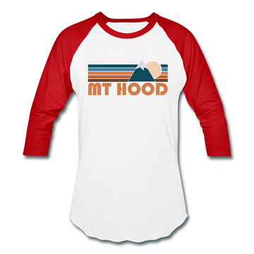 Mount Hood, Oregon Baseball T-Shirt - Retro Mountain Unisex Mount Hood Raglan T Shirt - white/red