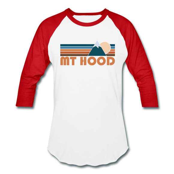 Mount Hood, Oregon Baseball T-Shirt - Retro Mountain Unisex Mount Hood Raglan T Shirt - white/red