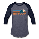 Mount Hood, Oregon Baseball T-Shirt - Retro Mountain Unisex Mount Hood Raglan T Shirt - heather blue/navy