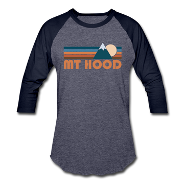 Mount Hood, Oregon Baseball T-Shirt - Retro Mountain Unisex Mount Hood Raglan T Shirt - heather blue/navy