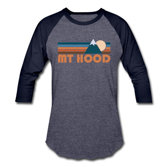 Mount Hood, Oregon Baseball T-Shirt - Retro Mountain Unisex Mount Hood Raglan T Shirt - heather blue/navy
