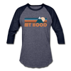 Mount Hood, Oregon Baseball T-Shirt - Retro Mountain Unisex Mount Hood Raglan T Shirt - heather blue/navy